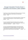 Dosage Calculation Practice Exam 1 Questions And Answers Latest Update&excl;&excl;