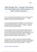 Safe Dosage Test - Dosage Calculation And Safe Medication Administration 3&period;0 With Correct Answers&excl;&excl;