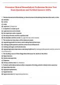 Fresenius Clinical Hemodialysis Technician Review Test Exam Questions and Verified Answers 100&percnt;