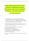 RCAL NAB Administrator Exam  &lpar;Federal&rpar; 2025&sol;2026 Complete  Questions with Correct Detailed  Solutions &vert;&vert; Already Graded A&plus;  <Latest Version> 