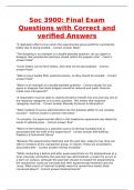 Soc 3900&colon; Final Exam Questions with Correct and verified Answers