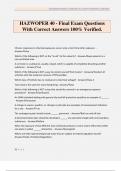 HAZWOPER 40 - Final Exam Questions With Correct Answers 100&percnt; Verified&period;