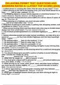 OKLAHOMA PERMIT TEST QUESTIONS AND ANSWERS RATED A&plus; &vert;LATEST TOP SCORE&vert; &vert;2025&vert;