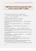 MRI Physics Final Exam Questions With Correct Answers 100&percnt; Verified&period;