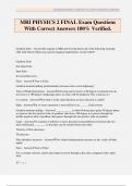 MRI PHYSICS 2 FINAL Exam Questions With Correct Answers 100&percnt; Verified&period;