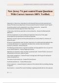New Jersey 7A pest control Exam Questions With Correct Answers 100&percnt; Verified&period;