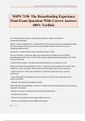 NSPN 7150- The Breastfeeding Experience Final Exam Questions With Correct Answers 100&percnt; Verified&period;