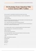 PA Psychology Exam 2 Questions With Correct Answers 100&percnt; Verified&period;