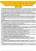 CERTIFIED PROVIDER CREDENTIALING SPECIALIST &lpar;CPCS&rpar; STUDY GUIDE VERIFIED AND UPDATED LATEST TOP SCORE 100&percnt; GUARANTEED SUCCESS&period;