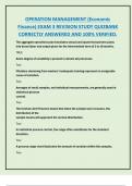 OPERATION MANAGEMENT &lpar;Economic  Finance&rpar; EXAM 3 REVISION STUDY QUIZBANK CORRECTLY ANSWERED AND 100&percnt; VERIFIED&period;