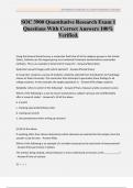 SOC 3900 Quantitative Research Exam 1 Questions With Correct Answers 100&percnt; Verified&period;