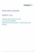 Pearson Edexcel GCE AS Level In Economics A &lpar;8EC0&rpar; Paper 02 The UK Economy &ndash; Performance and Policies Mark Scheme &lpar;Results&rpar; Summer 2024