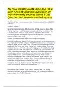 AN NEA 103 &lpar;UCLA AN NEA 103A &sol; Hist 103A Ancient Egyptian Civilization Dr&period; Troche Primary sources weeks 6-10&rpar; Question and answers verified to pass