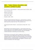 NEA - Tudor History Question and answers verified to pass