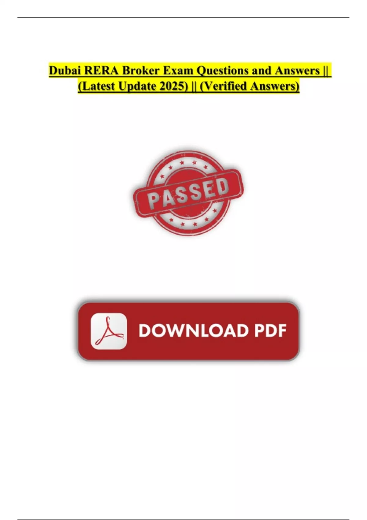 Questions Dubai Dubai RERA Broker Exam Questions and Answers || (Latest Update 2025 ...