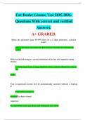 Car Dealer License Test 2025-2026&period; Questions With correct and verified Answers&period; A&plus; GRADED&period;