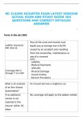 NC CLAIMS ADJUSTER EXAM LATEST VERSION  ACTUAL EXAM AND STUDY GUIDE 304  QUESTIONS AND CORRECT DETAILED  ANSWERS