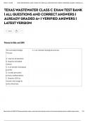 TEXAS WASTEWATER CLASS C EXAM TEST BANK &vert; ALL QUESTIONS AND CORRECT ANSWERS &vert; ALREADY GRADED A&plus; &vert; VERIFIED ANSWERS &vert; LATEST VERSION