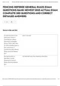 FENCING REFEREE GENERAL RULES EXAM QUESTIONS BANK NEWEST 2025 ACTUAL EXAM COMPLETE 200 QUESTIONS AND CORRECT DETAILED ANSWERS