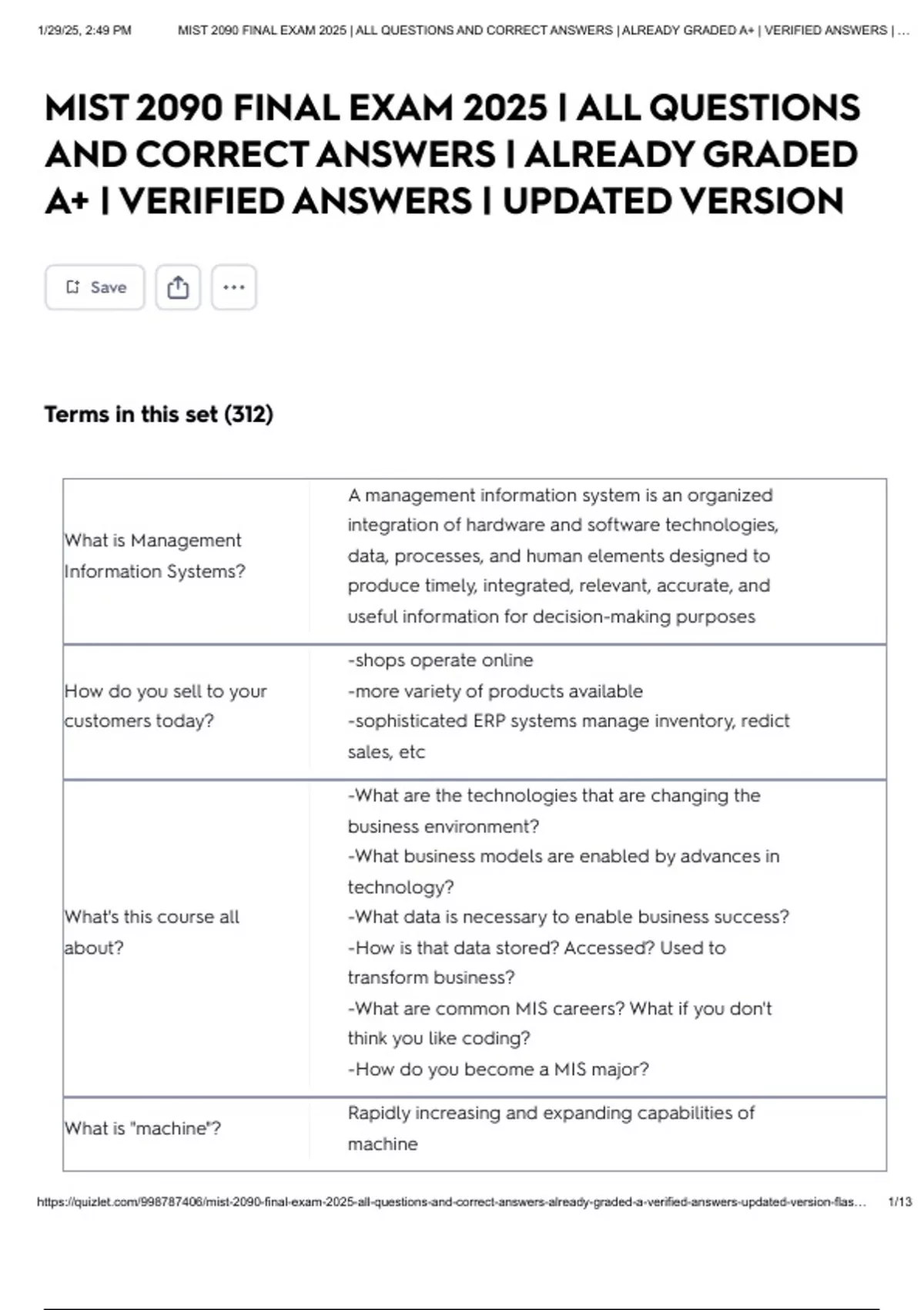 MIST 2090 FINAL EXAM 2025 | ALL QUESTIONS AND CORRECT ANSWERS | ALREADY ...