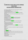 COLIBRI REAL ESTATE &lpar;REAL ESTATE EXPRESS&rpar; FINAL EXAM REVIEW&sol;VERIFIED ANSWER