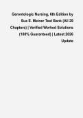Gerontologic Nursing&comma; 6th Edition by Sue E&period; Meiner Test Bank &lpar;All 29 Chapters&rpar; &vert; Verified Worked Solutions &lpar;100&percnt; Guaranteed&rpar; &vert; Latest 2026 Update
