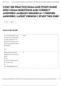 COSC 100 PRACTICE EXAM AND STUDY GUIDE 2025 &vert;  EXAM QUESTIONS AND CORRECT ANSWERS &vert; ALREADY GRADED A&plus; &vert; VERIFIED ANSWERS &vert; LATEST VERSION &vert; STUDY THIS ONE&excl;