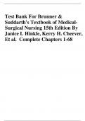Brunner and Suddarth's Textbook of Medical-Surgical Nursing&comma; 15th Edition TEST BANK &lpar;Hinkle&comma; 2025&rpar;&period; All Chapters 1 to 73 Complete&comma; Verified Edition