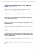 Washington State Food Handlers Exam Questions With Detailed answers