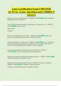 Laser Certification Exam UPDATED  ACTUAL Exam Questions and CORRECT  Answers