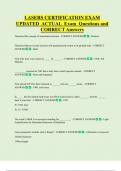 LASERS CERTIFICATION EXAM UPDATED ACTUAL Exam Questions and  CORRECT Answers
