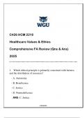 HCM 2210 &lpar;C426 HEALTHCARE VALUES & ETHICS&rpar; COMPREHENSIVE FA REVIEW 2025