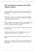 EDU 216 Final Exam questions with 100&percnt; complete solutions