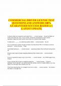 COMMERCIAL DRIVER LICENSE TEST QUESTIONS AND ANSWERS 100&percnt; GUARANTEED SUCCESS &vert;RATED A&plus;&vert; &vert;LATEST UPDATE&vert;