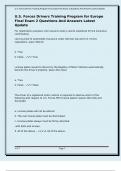 U&period;S&period; Forces Drivers Training Program for Europe Final Exam 2 Questions And Answers Latest Update