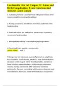 Lowdermilk 11th Ed&period; Chapter 32 Labor and Birth Complications Exam Questions And Answers Latest Update&period;docx
