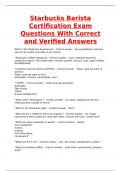 Starbucks Barista Certification Exam Questions With Correct and Verified Answers