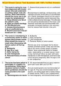 NCLEX Breast Cancer Test Questions with 100&percnt; Verified Answers