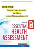 TEST BANK ESSENTIAL HEALTH ASSESSMENT 2nd edition&comma; Janice Thompson 2024&sol;2025&lbrace;chapter1-24&rcub;