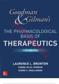 Goodman and Gilman&rsquo;s The Pharmacological Basis of Therapeutics 13th Edition Brunton Test Bank &vert; ALL 71 CHAPTERS &vert; TEST BANK &vert; COMPLETE GUIDE A&plus; Table of contents &colon; Chapter 1&colon; Drug Invention and the Pharmaceutical Industry Chapter 2&colon; Pharmacokinetics&colon; The 
