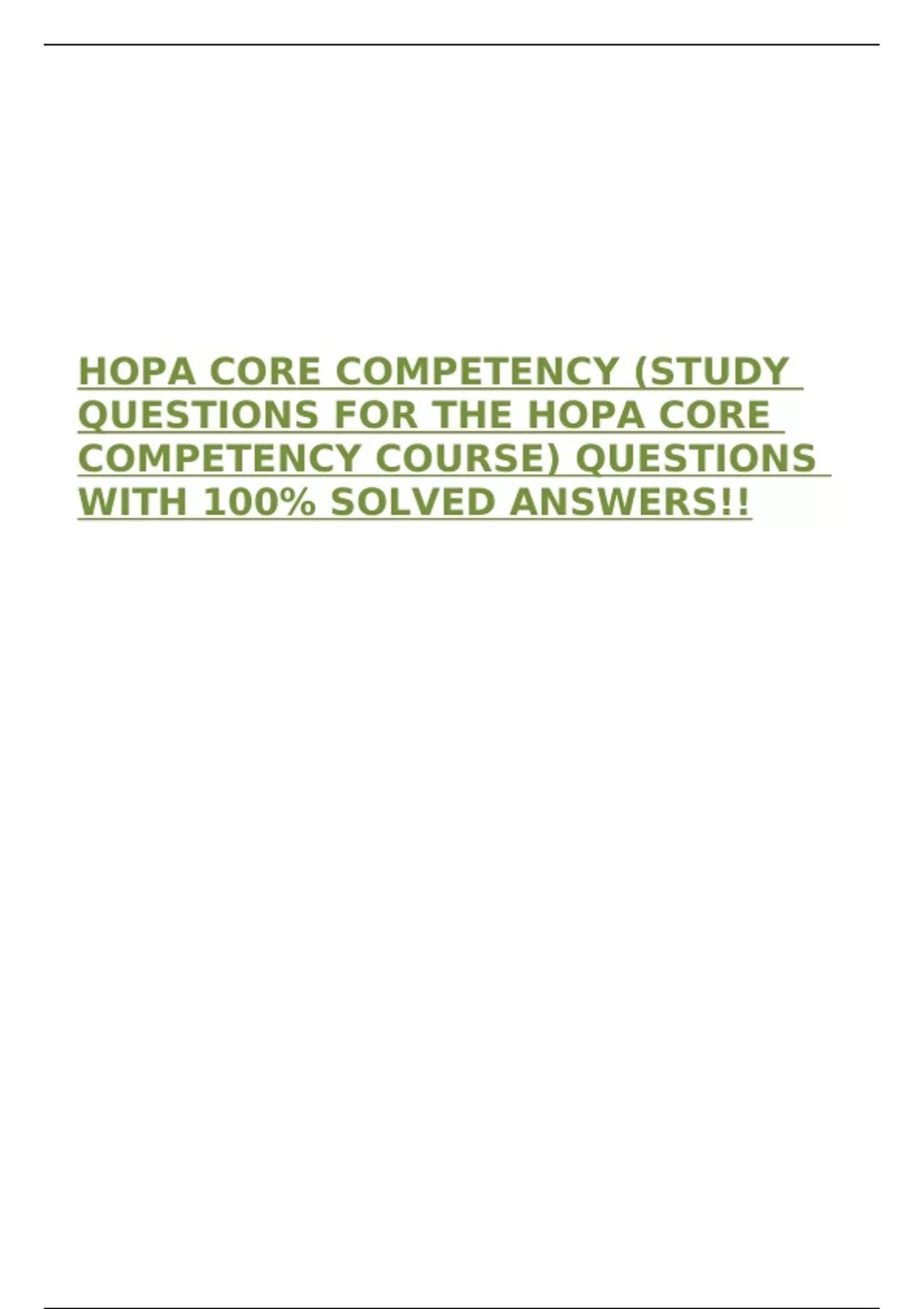 Hcap Core Questions HOPA CORE COMPETENCY (STUDY QUESTIONS FOR THE HOPA CORE COMPETENCY ...