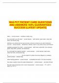 NHA PCT PATIENT CARE QUESTIONS AND ANSWERS 100&percnt; GUARANTEED SUCCESS &vert;LATEST UPDATE&vert;