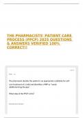THE PHARMACISTS' PATIENT CARE PROCESS &lpar;PPCP&rpar; 2025 QUESTIONS & ANSWERS VERIFIED 100&percnt; CORRECT&excl;&excl;