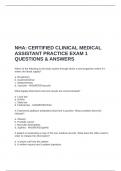 NHA&colon; CERTIFIED CLINICAL MEDICAL ASSISTANT PRACTICE EXAM 1 QUESTIONS & ANSWERS