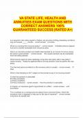  VA STATE LIFE&comma; HEALTH AND ANNUITIES EXAM QUESTIONS WITH CORRECT ANSWERS 100&percnt; GUARANTEED SUCCESS &vert;RATED A&plus;&vert;