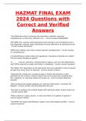 HAZMAT FINAL EXAM 2024 Questions with Correct and Verified Answers