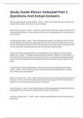 Study Guide Illinois Volleyball Part 1 Questions And Actual Answers&period;