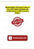 Mental Health CMS Exam Version 1 &vert;&vert; &lpar;New 2025 Update&rpar; Questions and Verified Answers &vert;&vert; 100&percnt; Correct &vert;&vert; Grade A