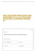 KMA &lpar;CERTIFIED MEDICATION AIDE QUESTIONS CH 11-12&rpar; 2025 EXAM QUESTIONS & ANSWERS GRADED A&plus; 