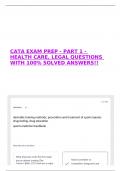 CATA EXAM PREP - PART 1 - HEALTH CARE&comma; LEGAL QUESTIONS WITH 100&percnt; SOLVED ANSWERS&excl;&excl;